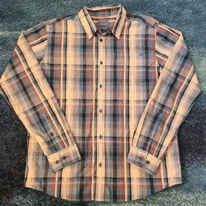 prAna Organic Cotton Madras Plaid Long Sleeve Button Shirt Large